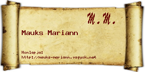 Mauks Mariann névjegykártya